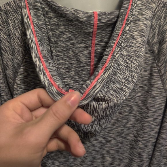 Black and White Athletic Long Sleeve Hooded Shirt - Picture 7 of 10